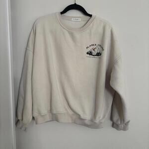 Cream crew neck long sleeve Alaska sweatshirt graphic casual vintage